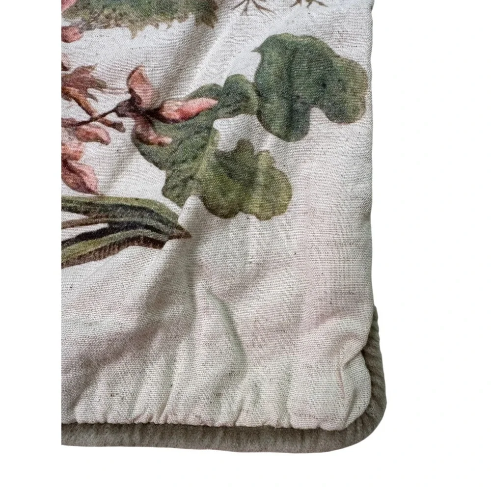 Creative Co-Op Still‎ Life Pillow Cover 24x24 Embroidered Cotton Linen Botanical